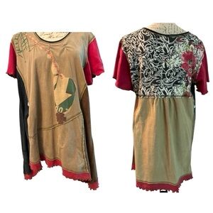 ELISABETHAN boho tunic, vintage and upcycled fabrics, one of a kind,wearable art